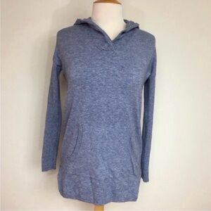 3/$25 Cyrus Women's Blue Marbled Hooded Sweater Pocket Tunic XS Coastal Casual